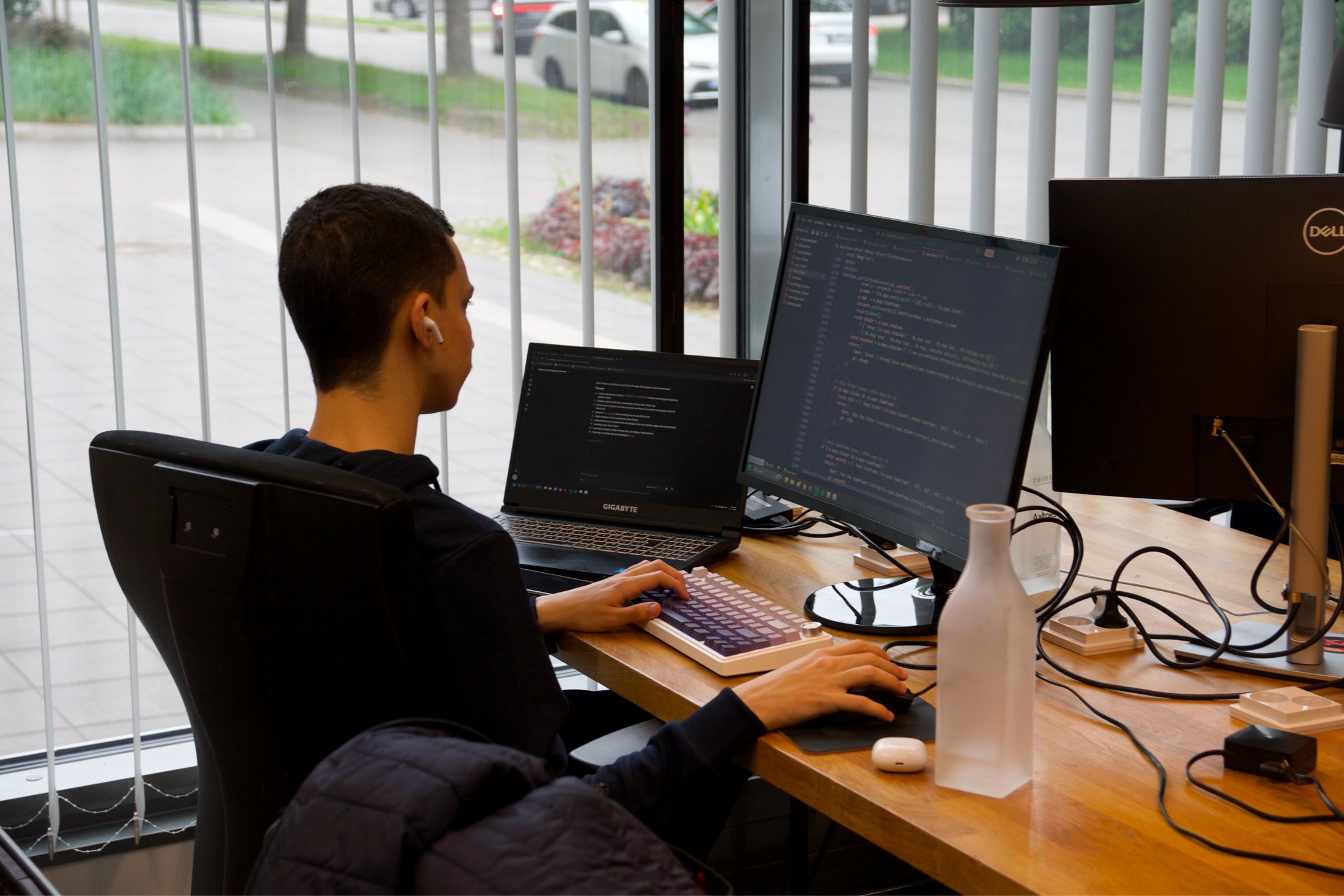 Photo — the lab mid-build